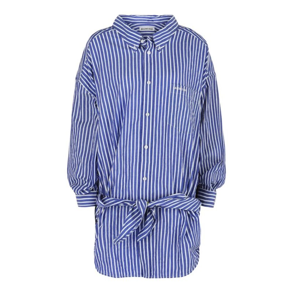 Balenciaga Crinkled Striped Knotted Shirt Multi Womens